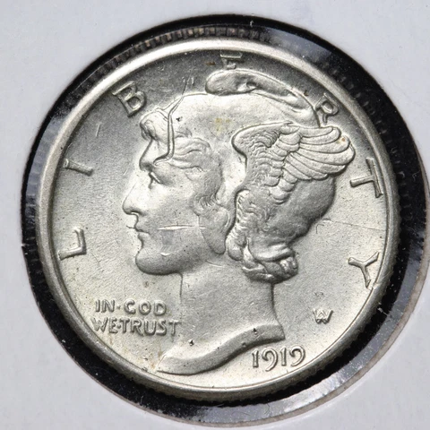 1919-S Mercury Silver Dime AU E213 RML Cover