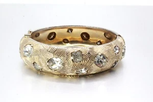 Brazalete de cristal con diamantes de imitación laminados en tono dorado firmado por Castlecliff - Imagen 1 de 8