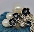 Original Pandora Mystic Blumenmuster weiße Perle Ohrringe & Halskette Set 45 cm 🙂 SELTEN