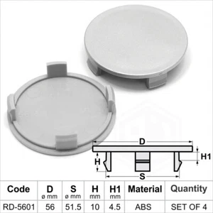 Alloy wheel center caps centre universal rim plastic 4x hub cap 51.5-56 no logo - Picture 1 of 2