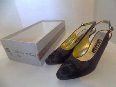 Vintage Black Bruno Magli Couture Shoes Tambour Vamp 8 AA  $180 Retail - Image 1 of 4