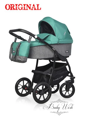 RIKO BASIC BELLA BABY PRAM 2in1 3in1 CARRYCOT + PUSHCHAIR + CAR SEAT + ISOFIX - Image 1 of 4