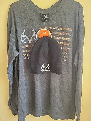 REALTREE Long Sleeve Shirt With Lightweight Hat/Beanie/Large - Image 1 of 4