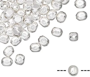 100 Silver Plated Brass 2mm Smooth Rounded Square with 0.5mm Hole - Picture 1 of 2