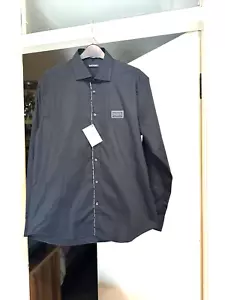 Balmain Men's Black Embroidered-Design Logo Crest CHEMISE Shirt £600 Authentic - Picture 1 of 7