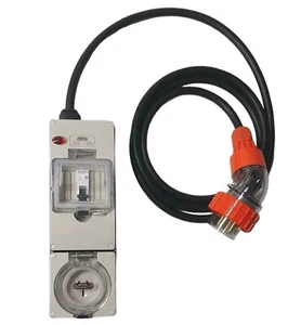 Portable Power board 32 Amp 1 phase 3 pin supply to 1 x 240v 15 Amp RCBO outlet - Picture 1 of 4
