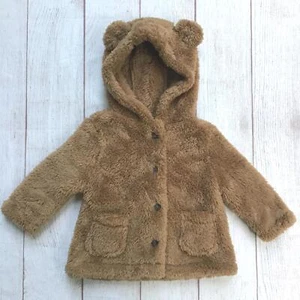 Old Navy Plush Teddy Bear Jacket Baby Boy Size 6-12 Mos. Brown Soft Cozy Coat - Picture 1 of 6
