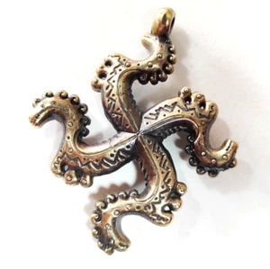 Neopagan Serpent Cross Solar Amulet, Sun Symbol Pendant, Snake's Sun Talisman - Picture 1 of 9