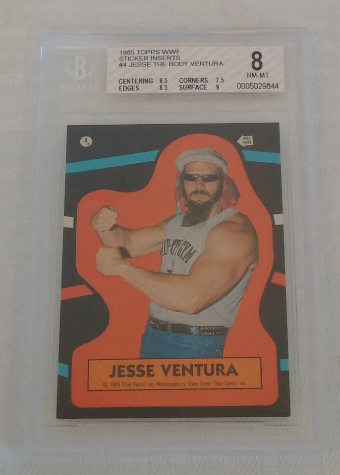 Vintage 1985 Topps WWF #4 Sticker Insert Jesse Ventura Card BGS 8 NRMT MINT WWE  - Image 1 of 1
