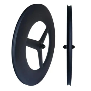 700c Carbon Fiber Bike 3 Spokes Wheels Clincher Track or Road Bicycle Wheelset - Picture 1 of 25