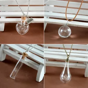 Make A Wish Real Seed Pendant Floating Glass Bottle Bulb +Necklace +Gift Pouch - Picture 1 of 30
