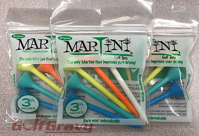 Футболки для гольфа MARTINI — 3 упаковки по 5 шт. разных цветов ОРИГИНАЛЬНЫЕ футболки 3 1/4 дюйма - Изображение 1 из 2