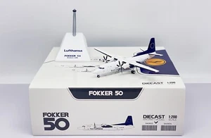 Team Lufthansa Fokker 50 Reg: D-AFKU Scale 1:200 Diecast Model SA2022 JC Wings - Picture 1 of 7