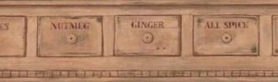 Spice Drawer Beige Wallpaper Border Kitchen Wall Decor York Wallcoverings - Image 1 of 2