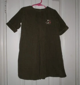 BOUTIQUE PRIMMI sz 3T GREEN CORDUROY with Floral Embroidery Accent DRESS - Picture 1 of 3