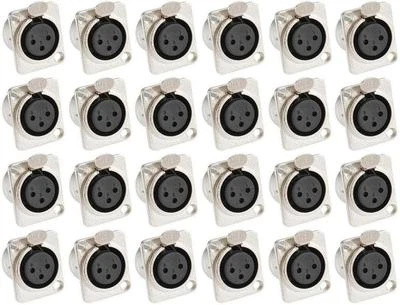24 St. XLR female Einbaubuchse D Typ 3-pol Buchse Neutrik komp. Kupplung D-Form