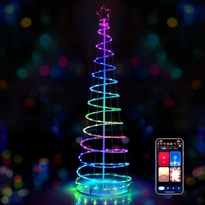 6 FT Spiral Christmas Tree with135 LED Lights 10 Lighting Modes & APP Control - Picture 1 of 10