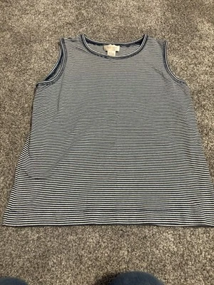 Camisa de mujer sin mangas a rayas azules y blancas talla grande pequeña Foto 1 de 3