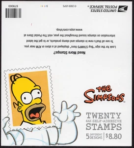 Scott #4403b 44¢ Simpsons Booklet of 20 Stamps - MNH Homer on Back - Picture 1 of 2