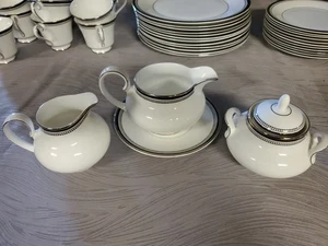 Royal Doulton Sarabande Sugar Bowl, Creamer & Gravy Boat With Underplate - Picture 1 of 9