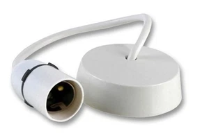 PRO ELEC - Pemegang Lampu T2 9 inci Set Gantung Siling, Putih - Picture 1 of 1