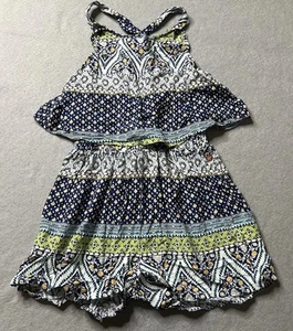 Matilda Jane 435 Romper Girls 10 Floral Geometric Jumpsuit Outfit Shorts Blue - Picture 1 of 5