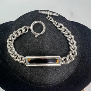 RLL Lauren Ralph Lauren Silver Tone & Faux Tortoise Shell Inlay Toggle Bracelet - Picture 1 of 2