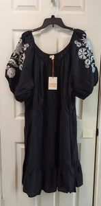 4X Vestido Knox Rose Para Mujer Manga 3/4 Bordado Negro NUEVO - Imagen 1 de 8