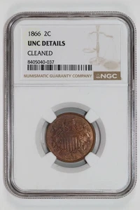 1866 TWO CENT PIECE NGC UNC DETAILS - Picture 1 of 2