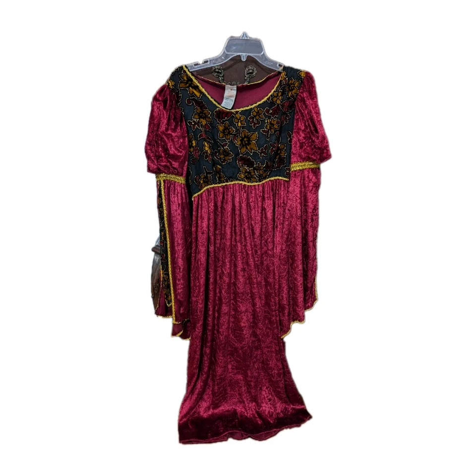 Disfraz Renacimiento Adulto Borgoña Dama En Espera Terciopelo. Talla Única Se Adapta a la mayoría... Foto 1 de 4