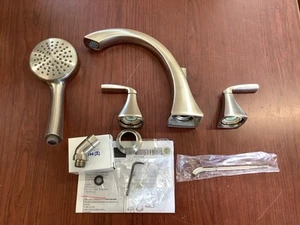READ Moen Voss T694BN 2-Handle Roman Tub Faucet Trim W/Handheld Shower B160 - Picture 1 of 9