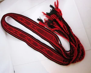 Indianer Hopi Pueblo handgewebte Schärpe/Gürtel rot/grün/schwarz 79" x 2,75" - Bild 1 von 6