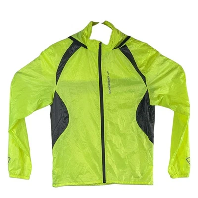 Brooks 跑步夹克 Tuck Hood 小号亮霓虹黄色庇护所技术 — 第 1/4 张图片