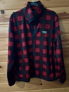 L L Bean Men’s Buffalo Check Pullover T Snap Jacket Sz Lg Slightly Fitted - Picture 1 of 5