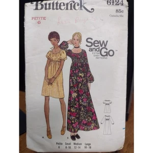 Vintage Butterick Pattern 6124 Misses' One-Piece Dress Size Petite 6 (1971) - Picture 1 of 2