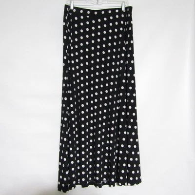 Maxi Falda Chicos Talla 2 = US GRANDE Negro Blanco Lunares Larga Elastizada Pull-on Foto 1 de 4