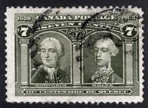 Canada Sc 100 Olive Green 7¢ 1908 p.12 Black Circular Grid Cancel - Picture 1 of 1