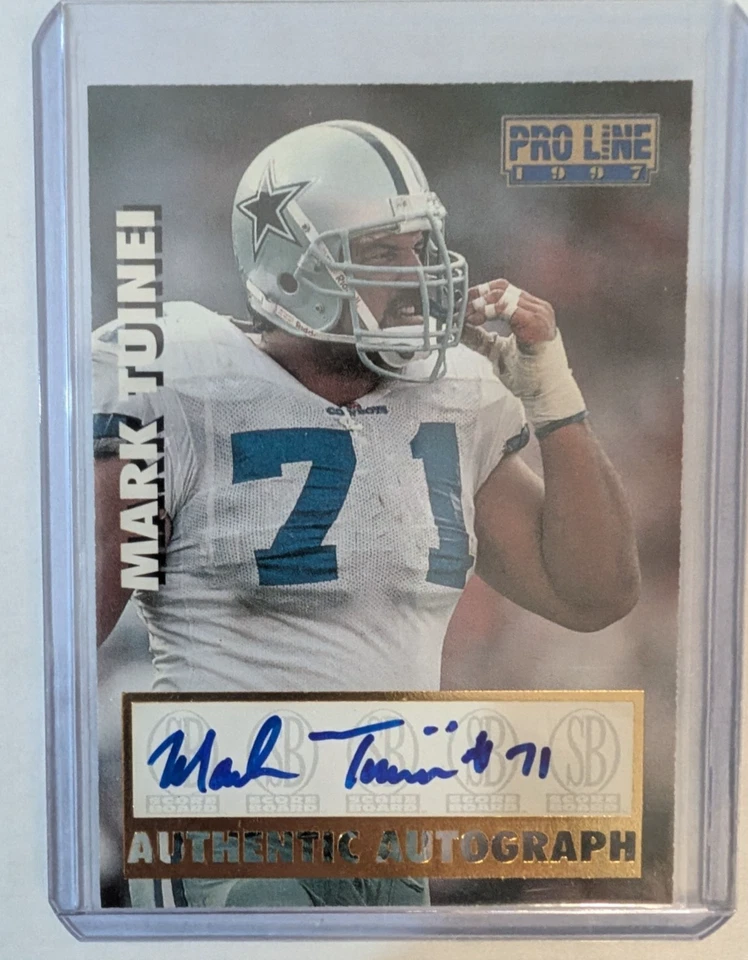 1997 Pro Line Authentic Score Board Mark Tuinei On Card Auto RARE Dallas Cowboys - Image 1 of 2