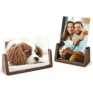 4x6 Wood Photo Picture Frame 2 Pack - Rustic Wooden Picture Frame with Walnut... - Picture 1 of 6