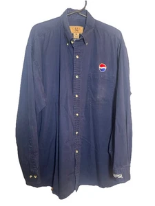 Vintage Pepsi Work Shirt XL Navy Button Down Embroidered Logo Gear for Sports - Picture 1 of 6