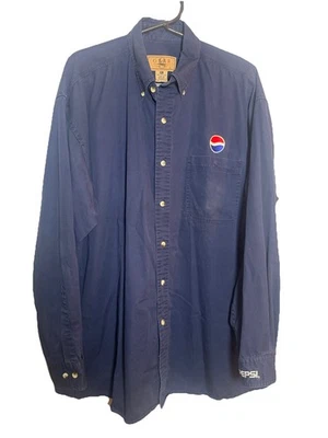Vintage Pepsi Work Shirt XL Navy Button Down Embroidered Logo Gear for Sports - Image 1 of 4