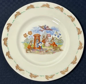 Royal Doulton Bunnykins 8" LETTERBOX Salad Plate Mail Airmail Bone China England - Picture 1 of 4