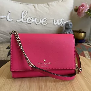 Kate Spade Cedar Street Cami Pink Saffiano Leather Small Chain Strap Crossbody - Picture 1 of 14
