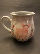 Two New Pioneer Woman, Gray Gingham Plaid Pig Coffee Cups