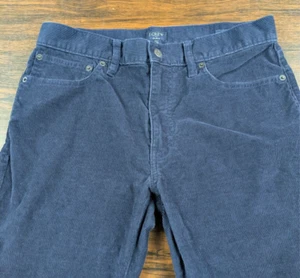 J CREW Corduroy Pants Mens 31x30 Navy Blue 5 Pocket Straight Cord Slim Flex - Picture 1 of 16
