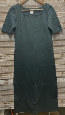 Hanna Andersson Basic Shift Dress Black V-Neck Short Sleeve Stretch Knit Sz S - Image 1 of 4