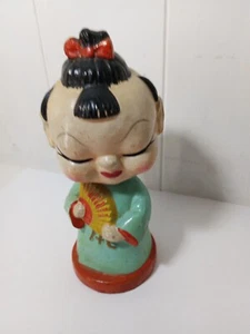 Vintage MCM Girl 6" Japan Asian Bobblehead Bobble Head's Nodder circa the 50's - Picture 1 of 6
