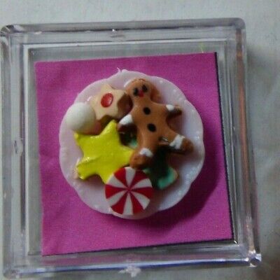 Dollhouse Miniature Christmas Cookies On Plate Handcrafted • 6$