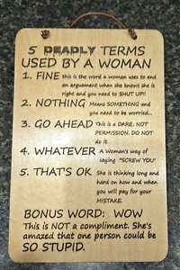 Terms women use that men need to understand sign wood engraved - Picture 1 of 1