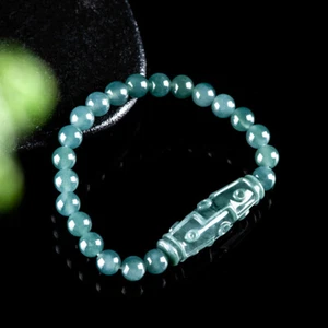 Blue Myanmar Jadeite Tianzhu Bracelet Natural Burmese Jade Bangle Vintage - Picture 1 of 5